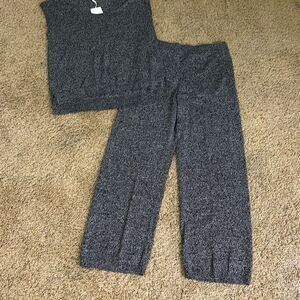 NWT Nordstrom Black & White marbled travel set top/jogger Sz M lounge comfort